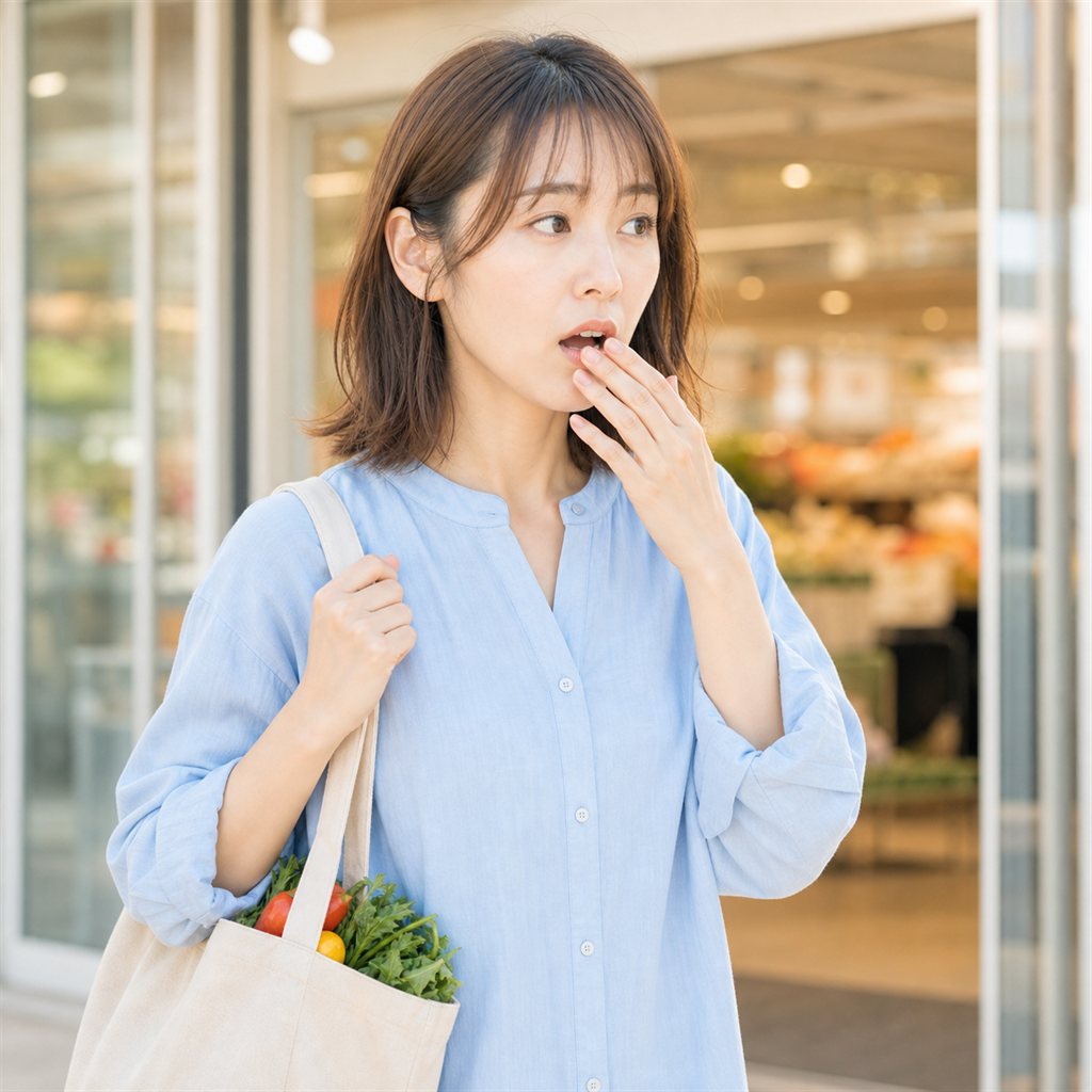 お店を出た直後に買い忘れに気づいた女性